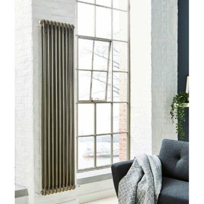 Laser Klassic Vertical 2 Column Raw Metal Radiator Room shot